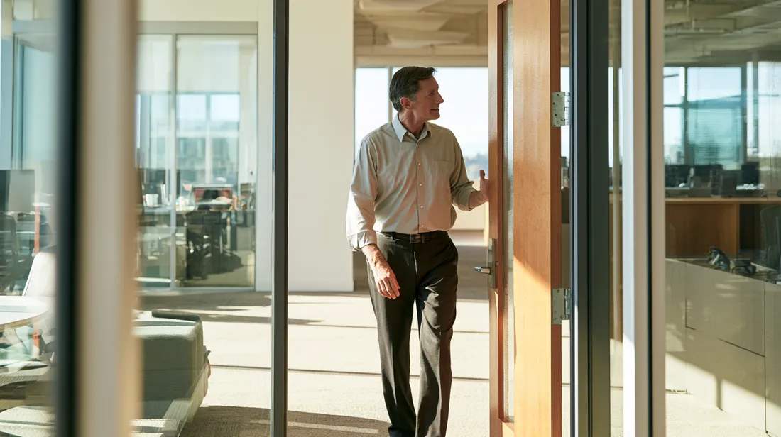 Advisor walking a client through a simple six-step process outline at a clean desk