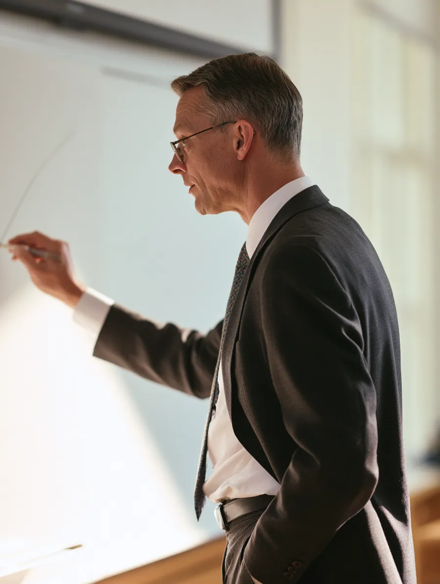 Analyst sketching a simple cost curve on a whiteboard to explain how rates and terms interact