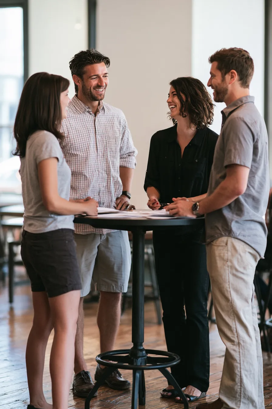 Colleagues standing at a table giving a personal loan offer a second set of eyes before anyone signs
